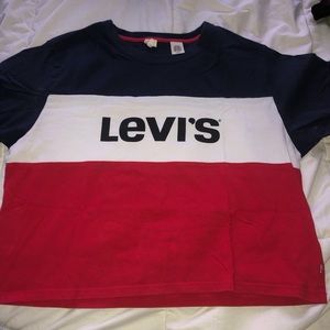 Levi’s red, blue and white t-shirt. S.